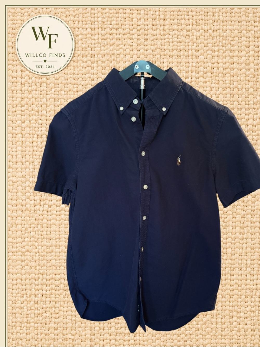 NWT Polo Ralph Lauren Boys L 14-16 Navy Oxford Button Down Shirt Pony Logo